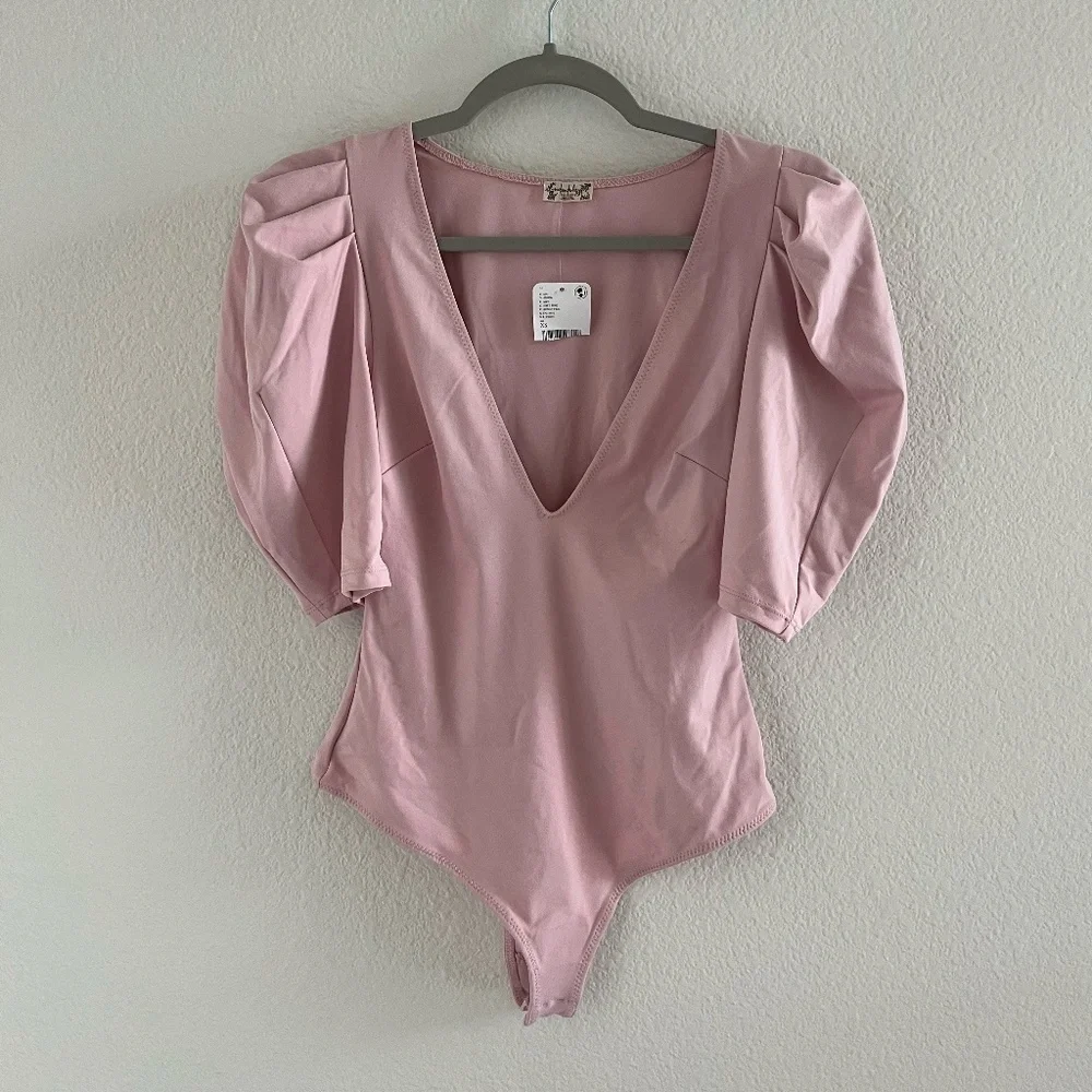 NWT FREE PEOPLE x INTIMATELY | Va Va Voop Bodysuit in Rose Heart Haze | Size XS
